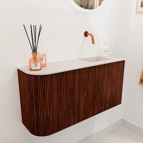Mondiaz Joya DLux 80cm toiletmeubel ronding links ruby met wastafel faye rechts zonder kraangat meli
