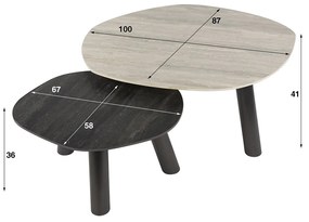 Travin Salontafelset Organisch Rond - 100 X 87cm.