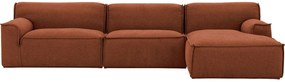 Goossens Excellent Bank Sens oranje, stof, 1,5-zits, urban industrieel met chaise longue rechts