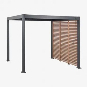 Bioclimatische Pergola Met Lamellen En Zijpaneel Van Aluminium Druvia Grafietgrijs - Kastanjehoutbruin & Pergola Van 3x3 M Met 3 Panelen Van 90,5 Cm -