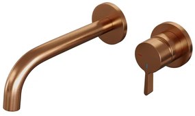 Brauer Copper Edition Wastafelmengkraan inbouw - gebogen uitloop links - hendel middel dik - model E 1 - PVD - geborsteld koper 5-GK-004-B1-65