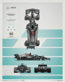 Kunstdruk Mercedes-AMG Petronas F1 Team - W12 - Blueprint - 2021, (40 x 50 cm)