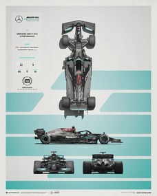 Kunstdruk Mercedes-AMG Petronas F1 Team - W12 - Blueprint - 2021, Automobilist