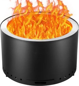 VEVOR Rookloze vuurkorf, kampvuur, H: 45 cm x diameter: 71 cm, houtkachels met uitneembare aslade, draagbare vuurkorf voor buiten, gemaakt van roestvrij staal SUS430, voor kamperen op het terras, zwart