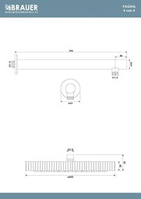 Brauer Stripe inbouw regendouche met 25cm hoofddouche, rechte muurarm en 3 standen handdouche set 16 chroom