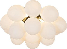 Smart plafondlamp zwart met opaal glas 4-lichts incl. 4 Wifi G9 - Uvas