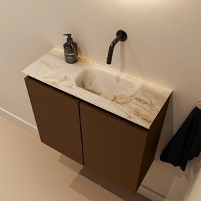 Mondiaz Ture DLux toiletmeubel 60cm rust met wastafel frappe rechts zonder kraangat