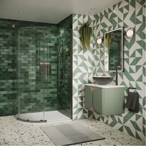 Crosswater Asura Kwartronde Douchedeur - 8mm - 120x80cm - met zijwand - hendel gehamerd - leisteen SW1208446/SW1176461