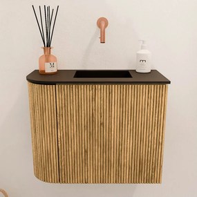 Mondiaz Joya 50cm toiletmeubel ronding links oak met wastafel faye rechts zonder kraangat urban
