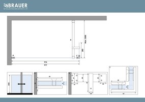 Brauer Void profielloze inloopdouche 100cm met 30cm zijwand messing geborsteld PVD