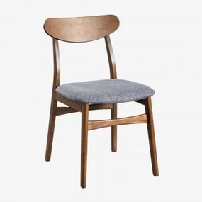 Cloda Gestoffeerde Eetkamerstoel Van Stof En Hout Donker Hout - Grijs - Sklum