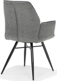 Eetkamerstoel - Clark - lederlook Soft steel