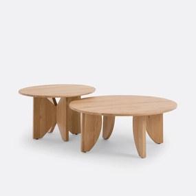 Set van 2 lage mimi tafels in eik, Minimal