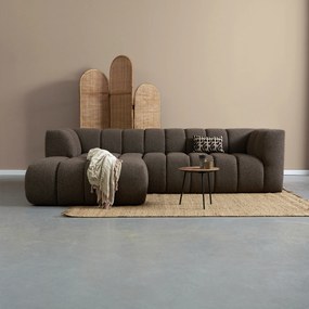 Bank Met Strepen Stiksel Bruin Chaise Longue Links