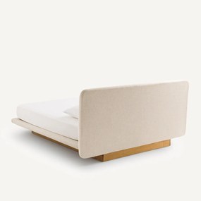 Platform bed in essenhout en getextureerde stof, Slice