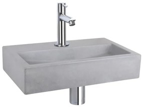 Differnz Flat fonteinset - 38x24x8cm - Rechthoek - 1 kraangat - Recht chromen kraan - Beton Grijs SW494076/SW539762/SW696219/SW705269