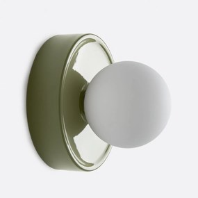 Wand- of plafondlamp, rond, keramiek en opaline glas, diameter 16,8 cm, HOLI