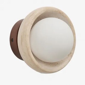 Davise Wandlamp Ø15 Cm In Travertijn En Hout Travertijn - Sklum