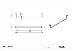 Hotbath &More handdoek rek 40cm voor planchet zwart PVD
