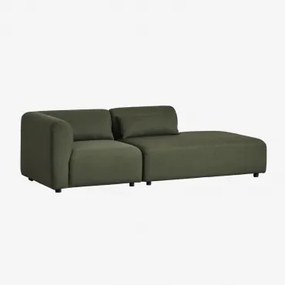 Fogler 2-delige Modulaire Hoekbank Met Chaise Longue Rechts Chenille Groen – Salie - Sklum