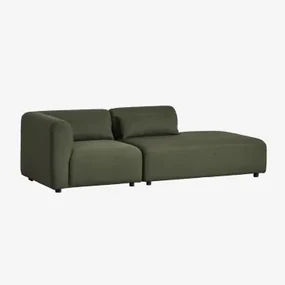 Fogler 2-delige Modulaire Hoekbank Met Chaise Longue Rechts Chenille Groen – Salie - Sklum