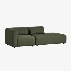 Modulaire Hoekbank Van 2 Delen Met Rechter Chaise Longue Fogler Teddystof Saliegroen - Sklum