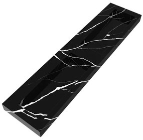 BRAUER Coral wastafel - 200x46x10cm - 2 wasbakken - 0 kraangaten - composiet - marmerlook - Nero Marquina WT-CA2000NM