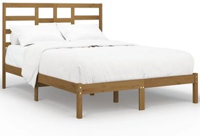 vidaXL Bedframe massief hout honingbruin 135x190 cm 4FT6 Double