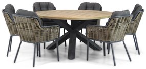 Tuinset Ronde Tuintafel 6 personen 160 cm Wicker Grijs  Santika Furniture Santika