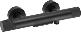 Ben Engraved Cross badkraan met watervaluitloop thermostatisch mat zwart