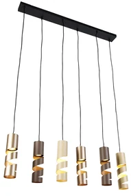 Eettafel / Eetkamer Moderne hanglamp zwart met taupe en beige 6-lichts - Stream Modern GU10 Binnenverlichting Lamp