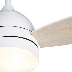 Plafondventilator wit met hout print 96cm met afstandsbediening - Rotar