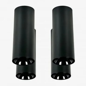 Pack Van 4 Ronde Led-opbouwplafondlampen Ø7,2 Cm In Aluminium Luisiana Zwart & 8 W & 23º & Wit Koud 4000k - Sklum