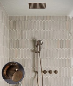 Saniclear Plus Stripes inbouw regendouche met inbouw douchekop 30x30cm, glijstang en 2 standen handdouche verouderd messing