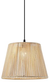 Buiten hanglamp zwart met beige kap van touw IP44 - Cava Jayla