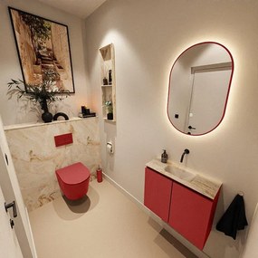 MONDIAZ TURE-DLUX 60cm toiletmeubel Fire. EDEN wastafel Frappe positie midden. Zonder kraangat. TUREDX60FIRM0FRA