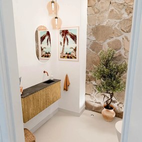 Mondiaz Joya DLux 100cm toiletmeubel oak met wastafel faye rechts zonder kraangat lava