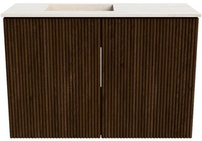 Mondiaz Joya DLux 60cm toiletmeubel walnut met wastafel faye links 1 kraangat meli