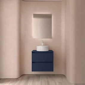 Muebles Project badmeubel 60cm met 2 lades en toppaneel donkerblauw