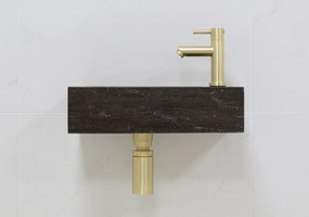 Lambini Designs Recto rechts natuursteen fonteinset met gouden kraan en toebehoren