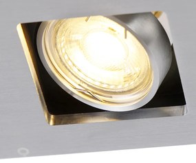 Set van 6 Inbouwspot aluminium rechthoekig 2-lichts - Qure