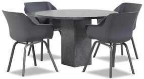 Tuinset Ronde Tuintafel 4 personen 120 cm Kunststof Grijs Hartman Sophie