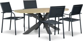 Tuinset 4 personen 200 cm Aluminium Grijs Presto Brentino/Brookline