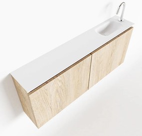 Mondiaz Ture 120cm toiletmeubel washed oak met wastafel talc rechts 1 kraangat