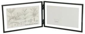 Fotolijstje tweeluik, metaal, zwart, 2x 15 x 10 cm
