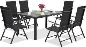 Verona polywood aluminium tuinmeubelen voor 6 personen Garden Point zwart