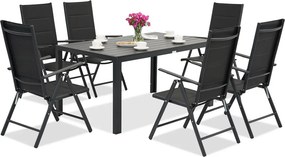 Verona polywood aluminium tuinmeubelen voor 6 personen Garden Point zwart