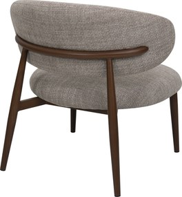 Fauteuil Walnoot Met Beige Stof