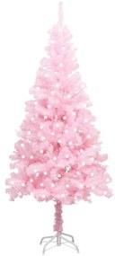 vidaXL Kunstkerstboom met LED's en standaard 240 cm PVC roze