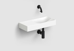 Clou Vale keramische fontein 45cm wit mat met Kaldur fonteinkraan zwart mat